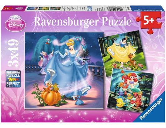 Disney Princess - Sneeuwwitje, Assepoester en Ariel - 3 x 49 stukjes